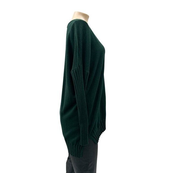 Adrianna Papell Knit V-Neck Long Sleeve Tunic Oversize Sweater Green Womens S - Picture 4 of 10